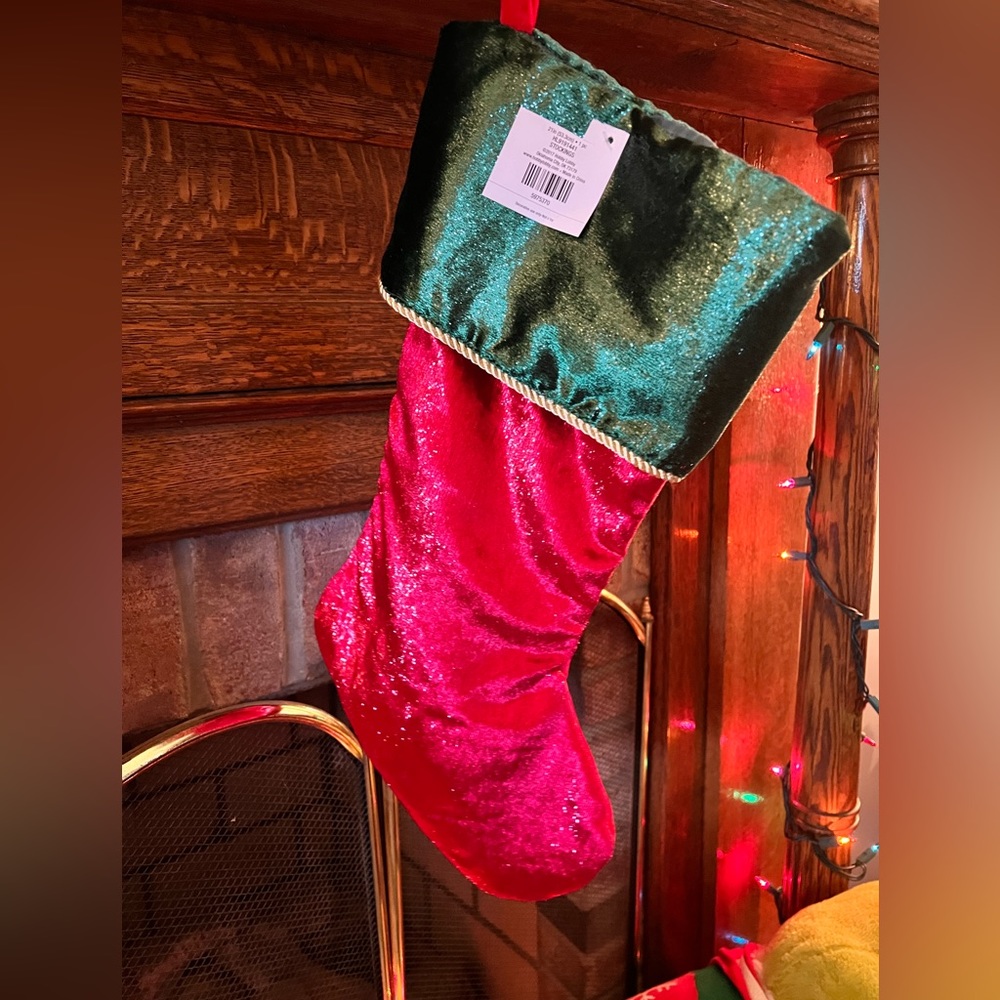 Sparkling glittery velvet Christmas stocking
